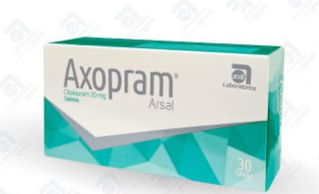 AXOPRAM citalopram 20 mg CAJA x 30 Tabletas (+ 10 Tabletas)