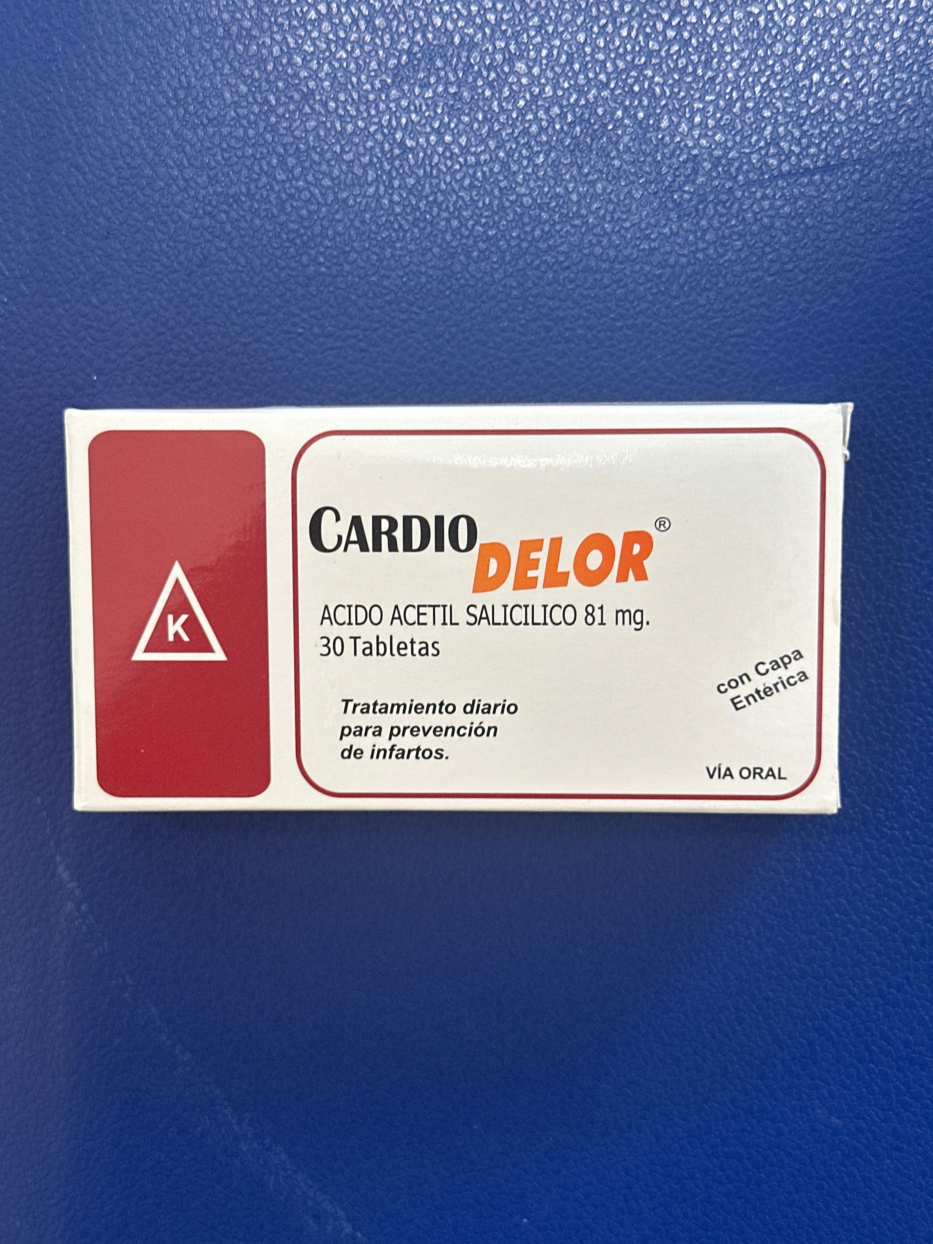 CARDIO DELOR Acido Acetil Salicílico 81mg caja x 30 TABLETAS