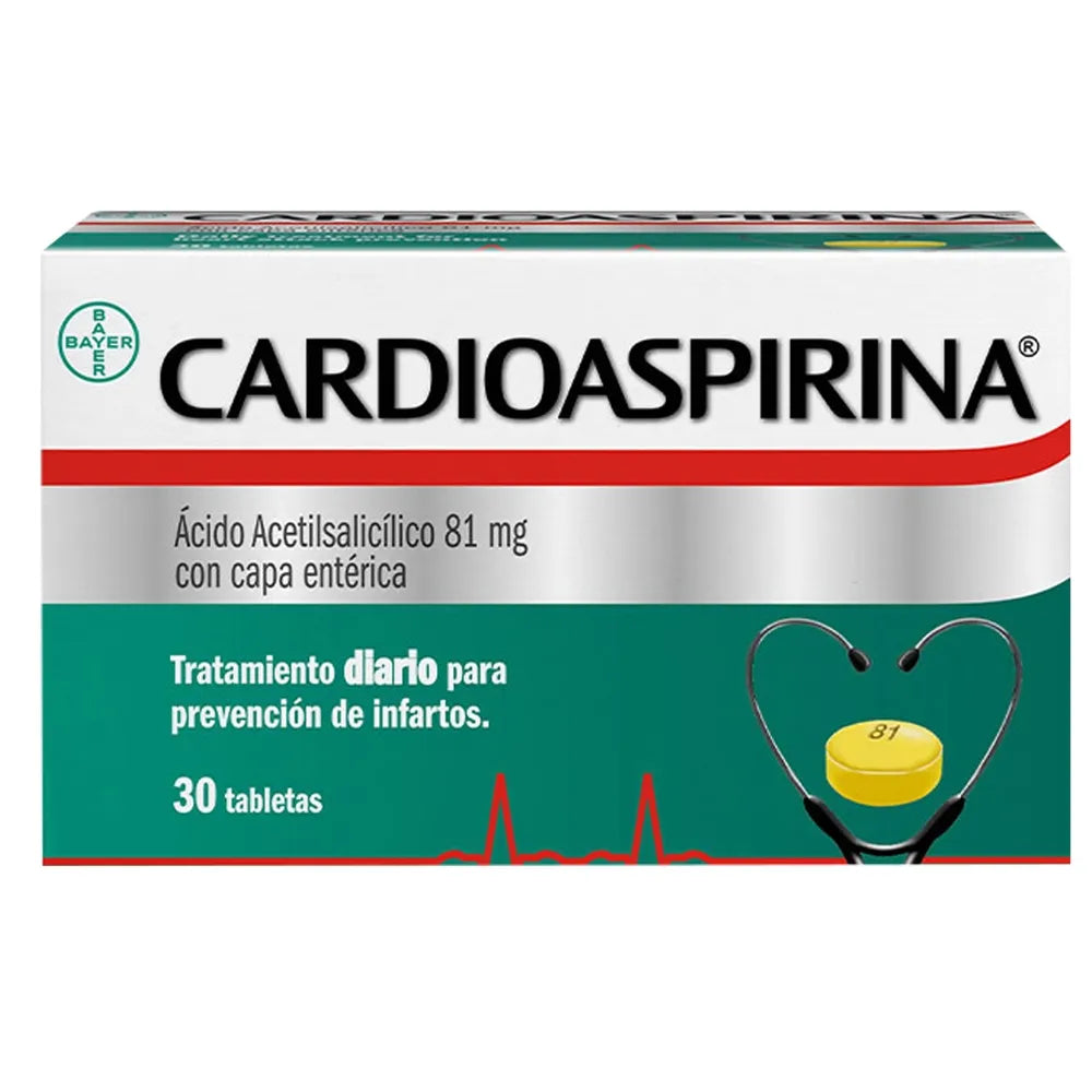Cardio Aspirina 81 mg Frasco x 30 Tabletas
