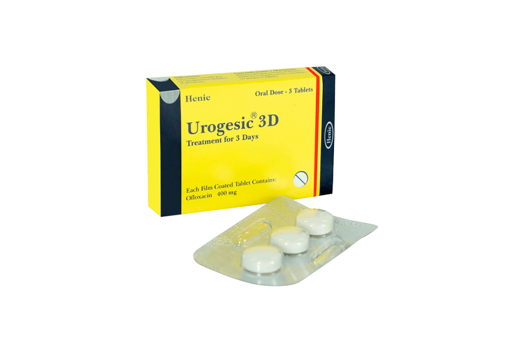 UROGESIC  3D ofloxacina 400 mg  X 3 TABLETAS