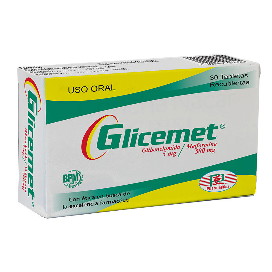 Glicemet 5 mg/ 500 mg x 30 Tabletas
