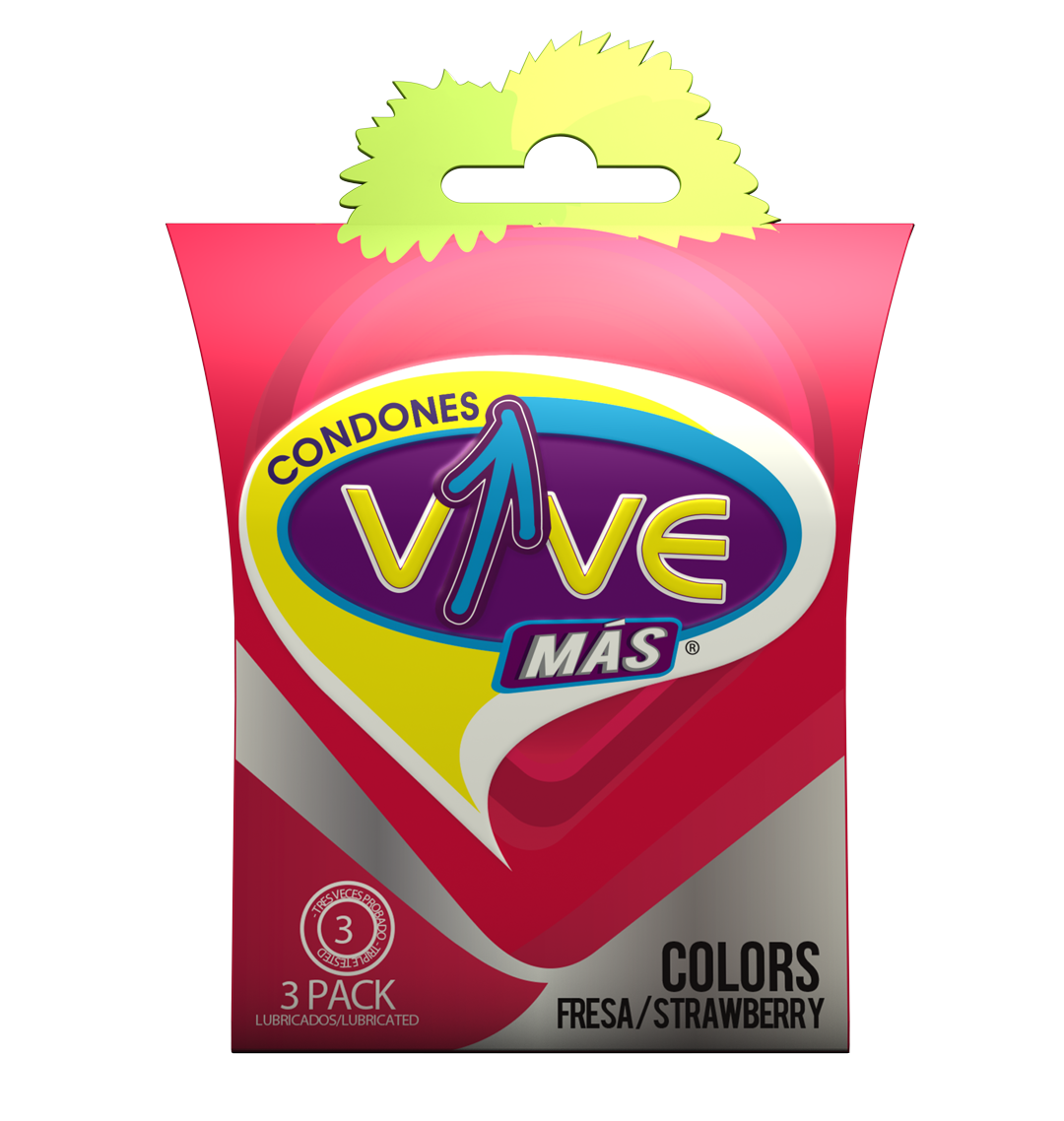 CONDONES VIVE MAS SABOR FRESA X 3 UNIDADES